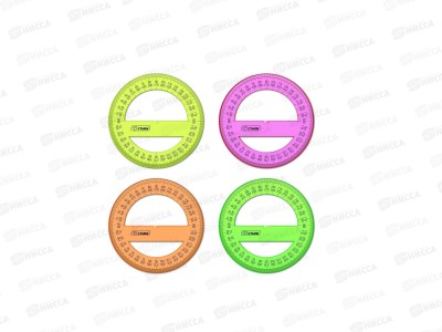 Транспортир 360градусов СТАММ 10см ассорти, флюоресцентный, ТР41 *20/420