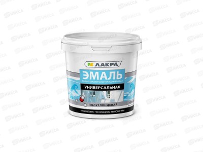 ЭМАЛЬ акриловая универсальная Белая полу-глянцевая 0,9кг   *6   Л