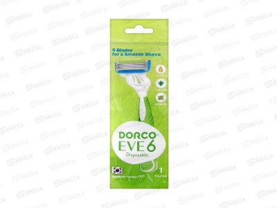 DORCO EVE 6 shaiVanilla одноразовый станок 1штука 6 лезвий плавающая головка увлажняющая *10/480