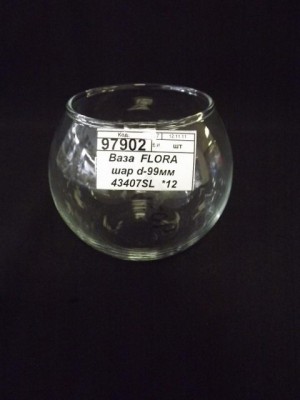 Ваза  FLORA шар d-99мм 43407SL  *12
