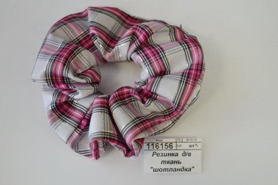 Резинка  для волос ОГ139 ткань  &quotшотландка&quot микс