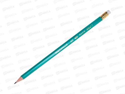 Карандаш чернографитный с ластиком  BASIR зеленый корпус MC-655 *12/72/2880