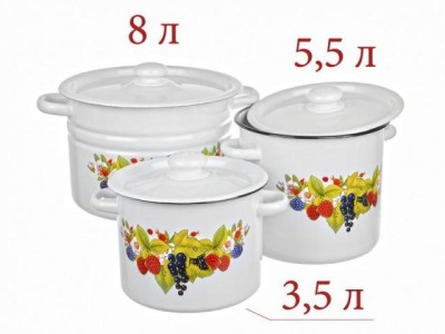 Набор №17 Ягодный чай N17B02 3 предмета (3,5л и 5,5л и 8,0л) белый с декором *1