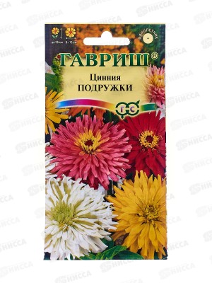 Цинния Подружки, низкорослая кактусовидная смесь 0,2 грамма  Н12  *10 ГШ +