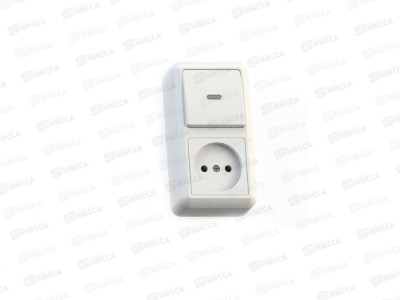 Блок (1клавиша с подсветкой+розетка) Оптима открытой установки БКВР-430  *20