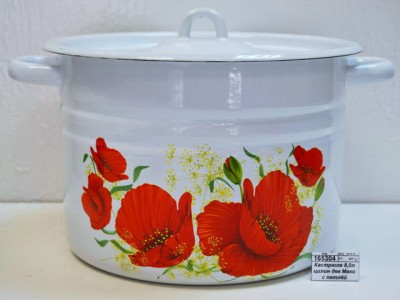 Кастрюля 8,0л цилиндрическая декорированная Маки с петлёй С1620*67 *2