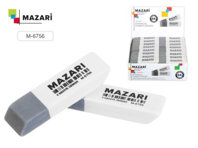 Ластик MAZARI Tandem, бело-серый, 50*14мм, M-6756 *64/896/1792
