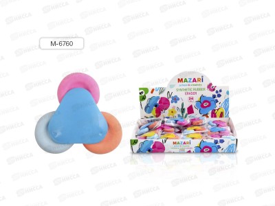 Ластик MAZARI Forme, цветной, фигурный, 65х36 мм, пластмассовый держатель, M-6760 *24/360/720