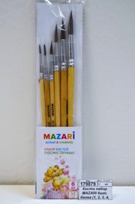 Кисти набор MAZARI 6шт. белка (1, 2, 3, 4, 5, 6), M-5130 *10/50/400