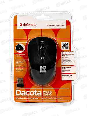 Мышь Defender Dacota MS-155 Nano B беспр., 2кн+кл, черн.