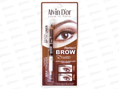 Алвин Дор карандаш+воск  дуэт для бровей Р1-4 №02 Dark Brown