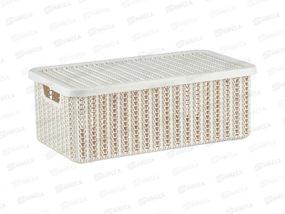 Коробка 6л ВЯЗАНИЕ с крышкой белый ротанг М2370 *6