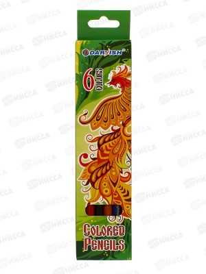 Карандаши 6 цветов Darvish  Жар-птица, DV-119-6 пластиковые *12/240