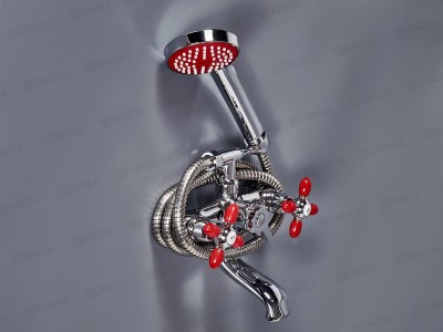 Смеситель для ванны РОТАТО Р3071-5 короткий гусак, красный