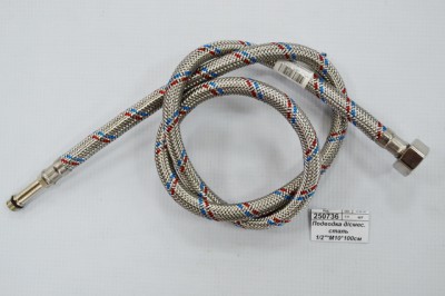 Подводка для смесителя сталь 1/2&quot*М10*100см длинный штуцер СТМ *100