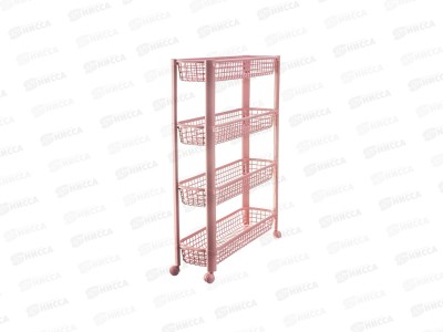 Полка узкая 4-х секционная на колесах чайная роза М2719 *3