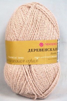 Пряжа Деревенская жемчуг шерсть100% 100гр 250м 181