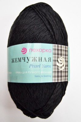 Пряжа Жемчужная черный хлопок50% вискоза50% 100гр 425м 02