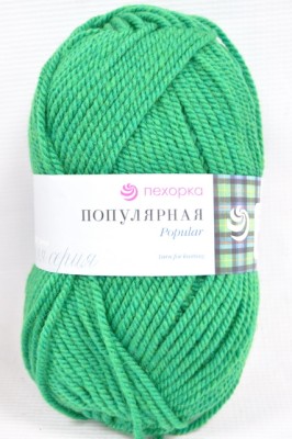 Пряжа Популярная ярко- зелёная шерсть50% акрил объемный50% 100гр 133м 480