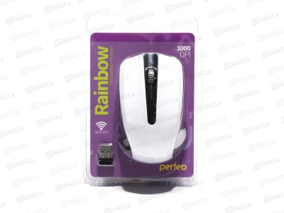 Мышь беспроводная PERFEO 3 кнопки, USB, черно-белая, Rainbow (PF-353-WOP-W), 3435