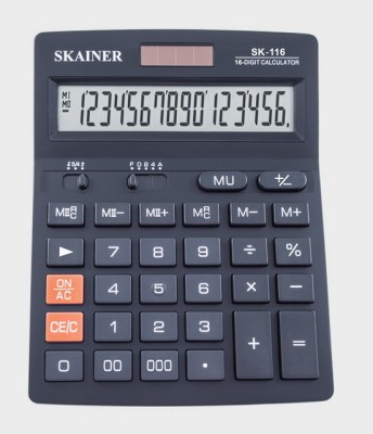 Калькулятор SKAINER SK-116 16 разрядный, настольный, черный *10/40