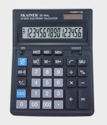 Калькулятор SKAINER SK-664L 16 разрядный, настольный, черный
