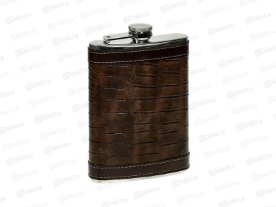 Фляжка 9oz 270мл плетенка нержавейка+кожзаменитель (048329)  Ж