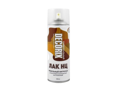Аэрозольный ЛАК НЦ мебельный нитролак DECORIX, 520мл бесцветный глянцевый *12