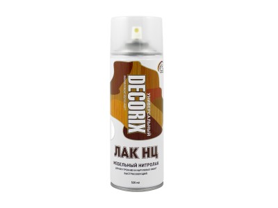 Аэрозольный ЛАК НЦ мебельный нитролак DECORIX, 520мл бесцветный матовый *12