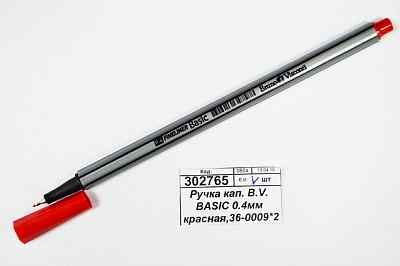 Ручка капилярная B.V. BASIC 0.4мм красная,36-0009*50