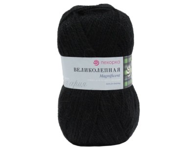 Пряжа Великолепная Черный 02 акр70% анг30% 100г