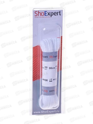 SHOExpert шнурки плоские хлопчатобумажные  90см Белые блистер *10