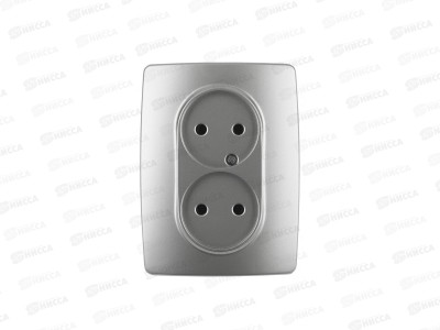 Розетка  Эра12 скрытой установки, 2*2P IP20,16А-250В алюминий, 12-2107-03