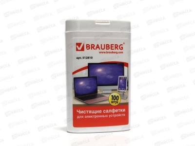 Чистящая салфетка  BRAU для экрана,100шт,туба 512810