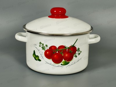 Кастрюля 3,0л эмалированная с рисунком 01-Б1612/4 Томато *4