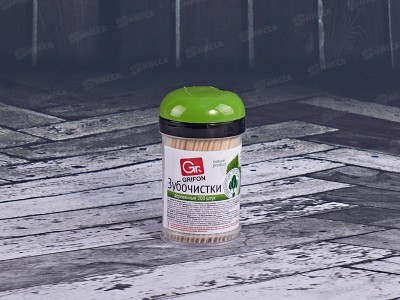Зубочистки  Grifon из дерева 200шт в пластиковой баночке *24 400-003