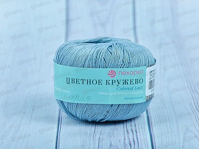Пряжа Цветное кружево 174 Стальной 50гр Хлопок100%