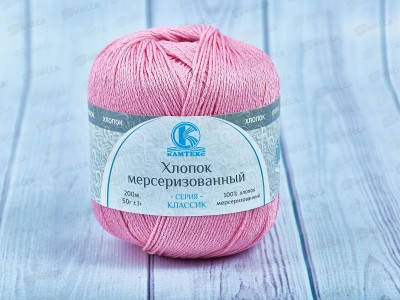 Пряжа Хлопок мерсеризованный 50гр 200м розовый супер 054