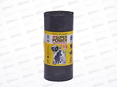 Пакеты для мусора GRIFON двухслойные  особо прочные 240л 10шт рулон 101-094S *6