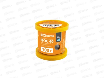 Припой ПОС 40, проволока, ГОСТ 21931-76, 1мм, 100г, катушка, Алмаз TDM0320