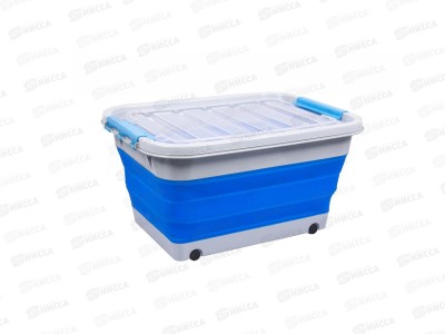 Корзина складная на колесах с крышкой 30л синий TD 0637 *5