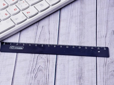 Линейка 16см СТАММ пластиковая, черная, ЛН04 *20/880