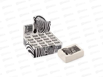 Ластик ХАТБЕР Zebra, натуральный каучук, 26*18*8мм, 26BL_14231 *80