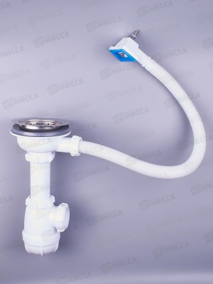 Сифон для мойки 3 1/2&quot х 40 с металлической решеткой, с прямоугольным переливом, 0145 *29