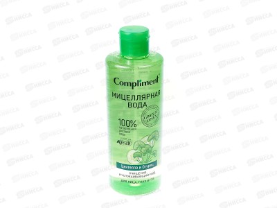 КОМПЛИМЕНТ Green Only Мицеллярная вода для лица глаз и губ очищение и успокаивающий уход 400мл *12