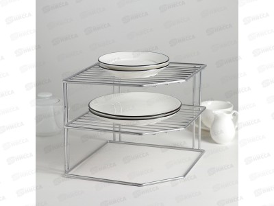 Подставка для посуды угловая 2х ярусная хром (25*25*20)