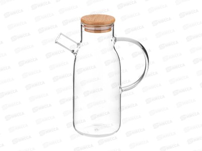 Бутылка для масла/уксуса 700мл с бамбуковой крышкой  *24   250-154