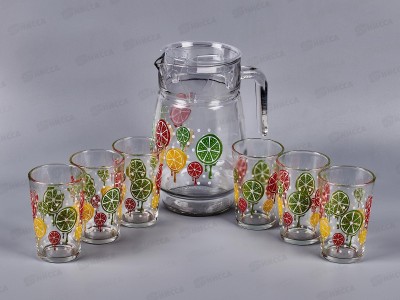 Кувшин с крышкой + 6 стаканов, AL-4922  *8