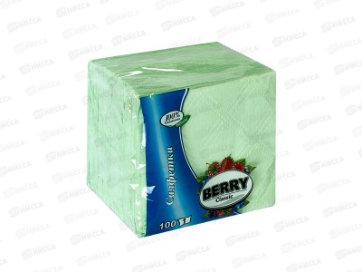 Салфетки BERRY 100л цветные(голуб, зел, желт) *28