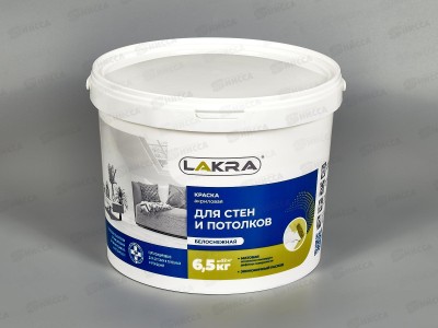 Краска акриловая для стен и потолков Лакра белоснежная  6,5кг, 8306470  *72